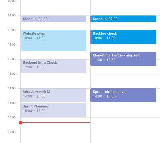Calendar full of meetings